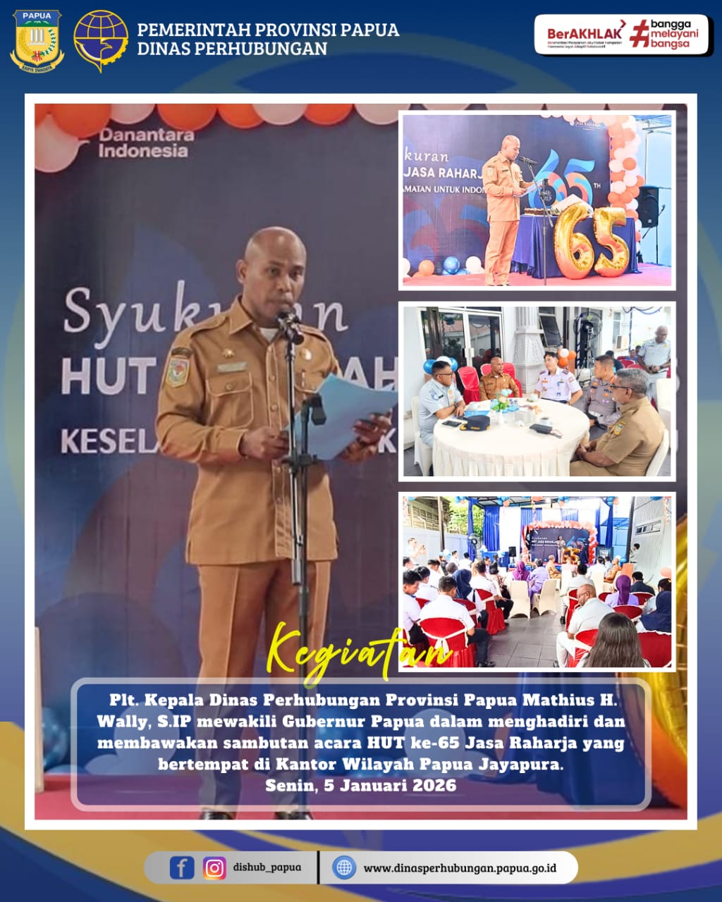 HUT ke 65 Jasa Raharja, Terus Bangun Sinergitas Dalam Meningkatkan Kesadaran Keselamatan Transportasi.